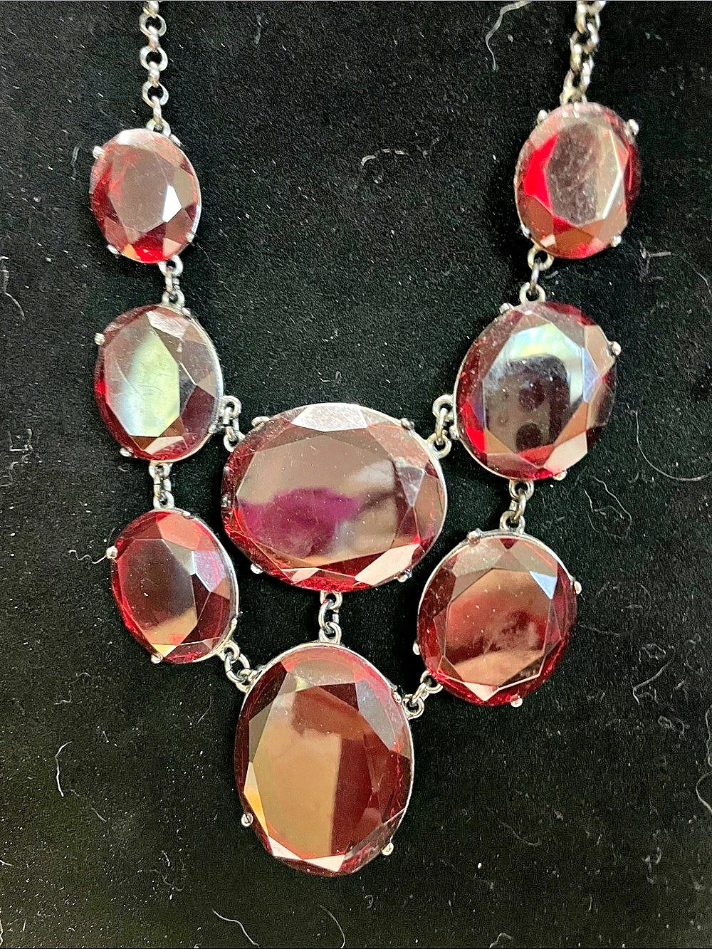 Faceted Statement Necklace in Red & Brown   M’s